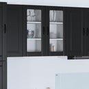 Wand Glas Kasten Porto Bewerkt Hout Zwart