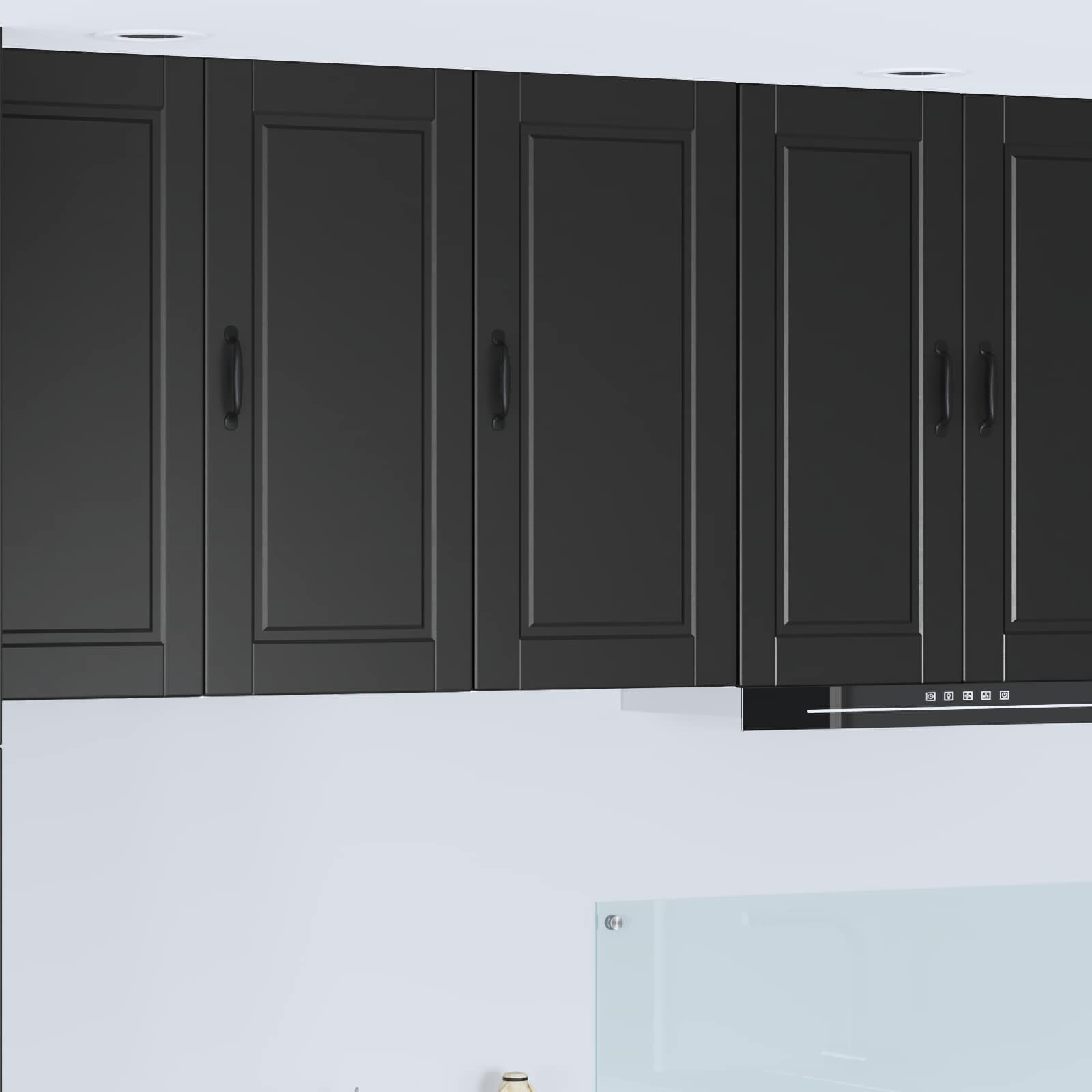 Wand Glas Kasten Porto Bewerkt Hout Zwart