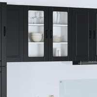 Wand Glas Kasten Porto Bewerkt Hout Zwart