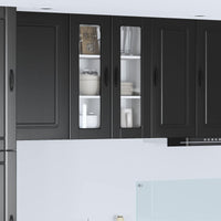 Wand Glas Kasten Porto Bewerkt Hout Zwart