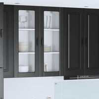 Wand Glas Kasten Porto Bewerkt Hout Zwart