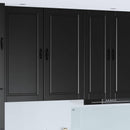 Wand Glas Kasten Porto Bewerkt Hout Zwart
