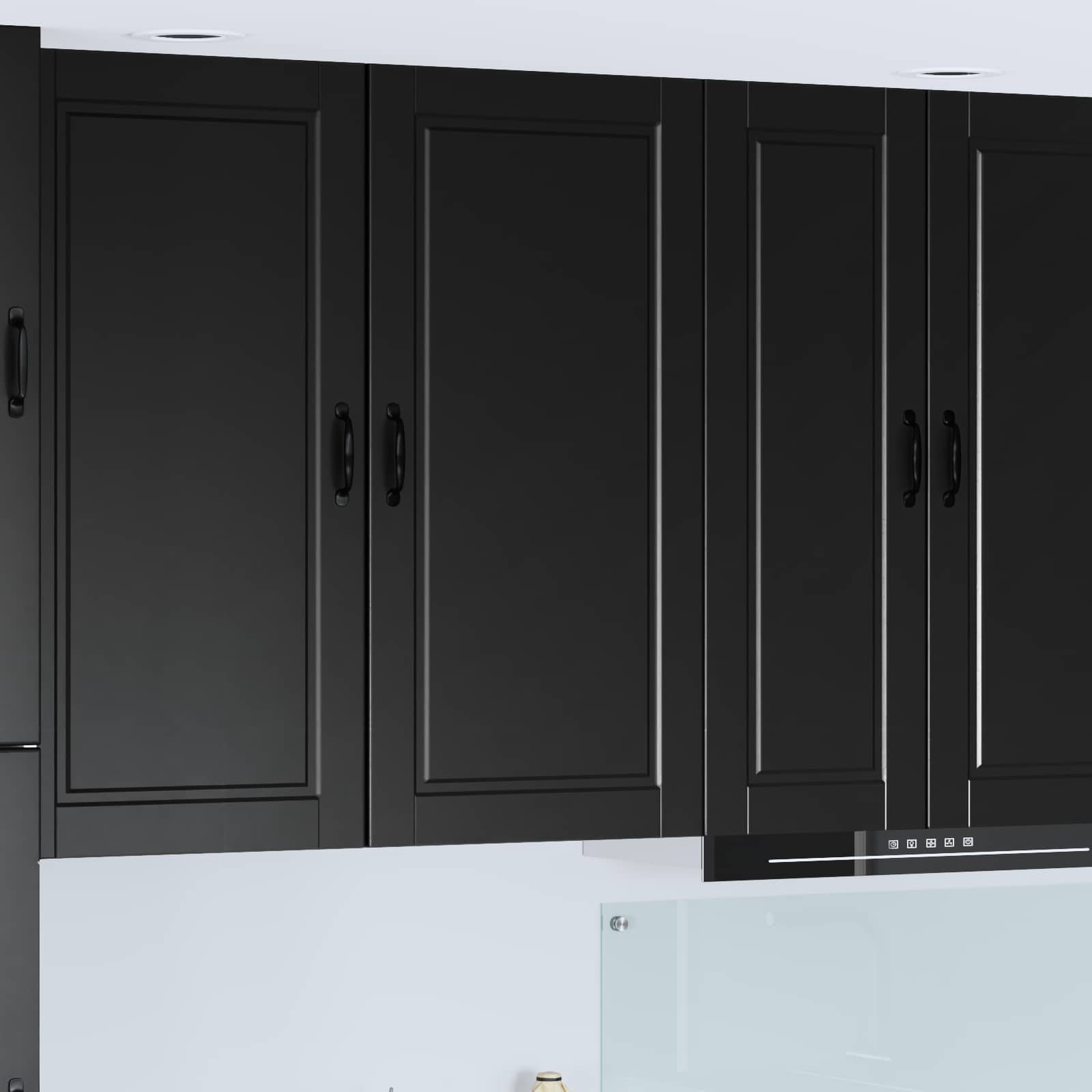 Wand Glas Kasten Porto Bewerkt Hout Zwart