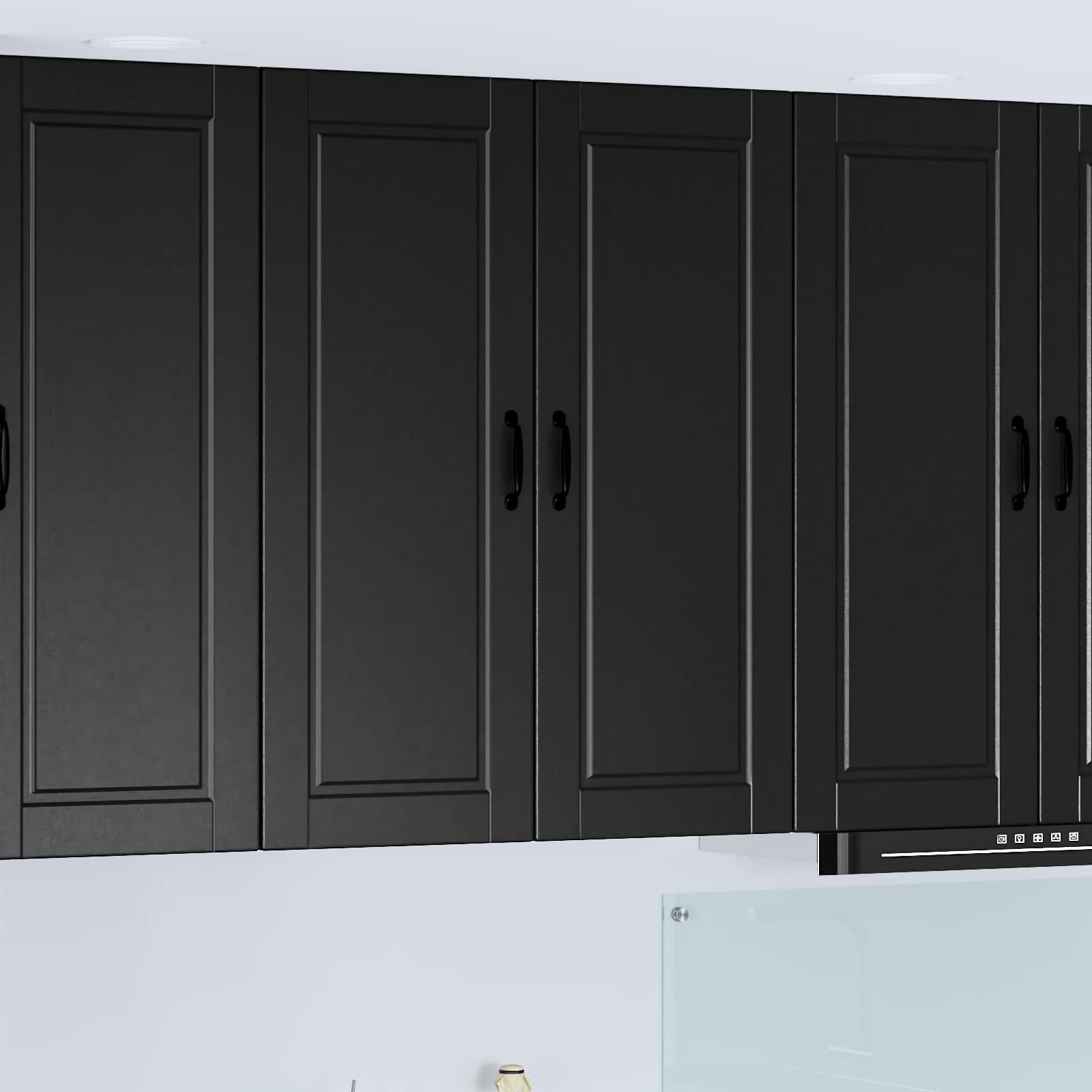 Wand Glas Kasten Porto Bewerkt Hout Zwart