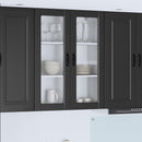 Wand Glas Kasten Porto Bewerkt Hout Zwart