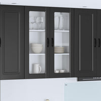 Wand Glas Kasten Porto Bewerkt Hout Zwart