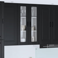 Wand Glas Kasten Porto Bewerkt Hout Zwart