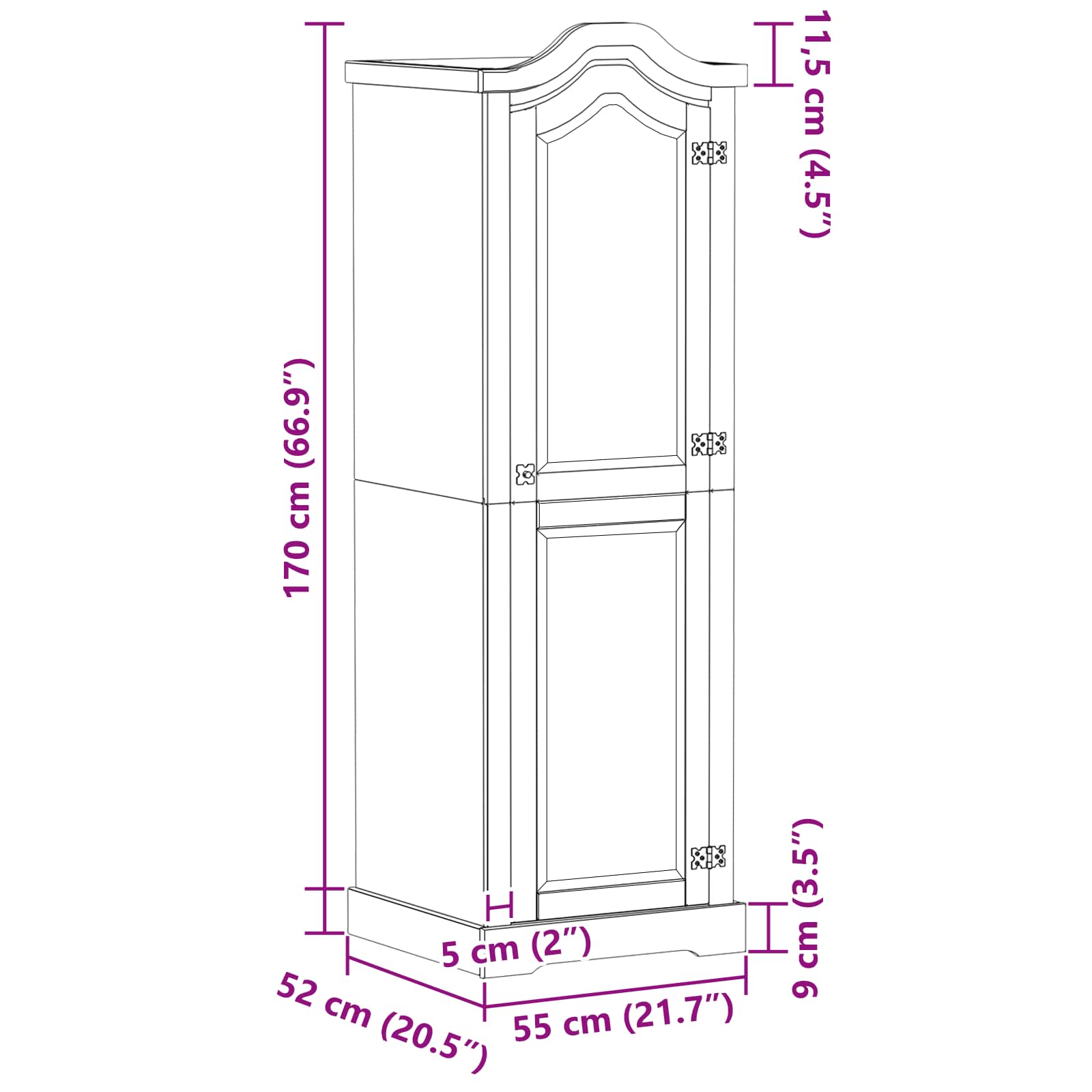 Kasten Met Plank 55 X 52 X 170 Cm Massief Grenenhout