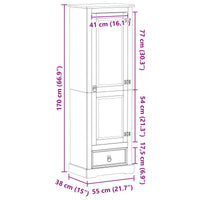 Kasten Met Lade 55 X 38 X 170 Cm Massief Grenenhout