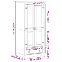 Kasten Met Lade 76 X 50 X 170 Cm Massief Grenenhout