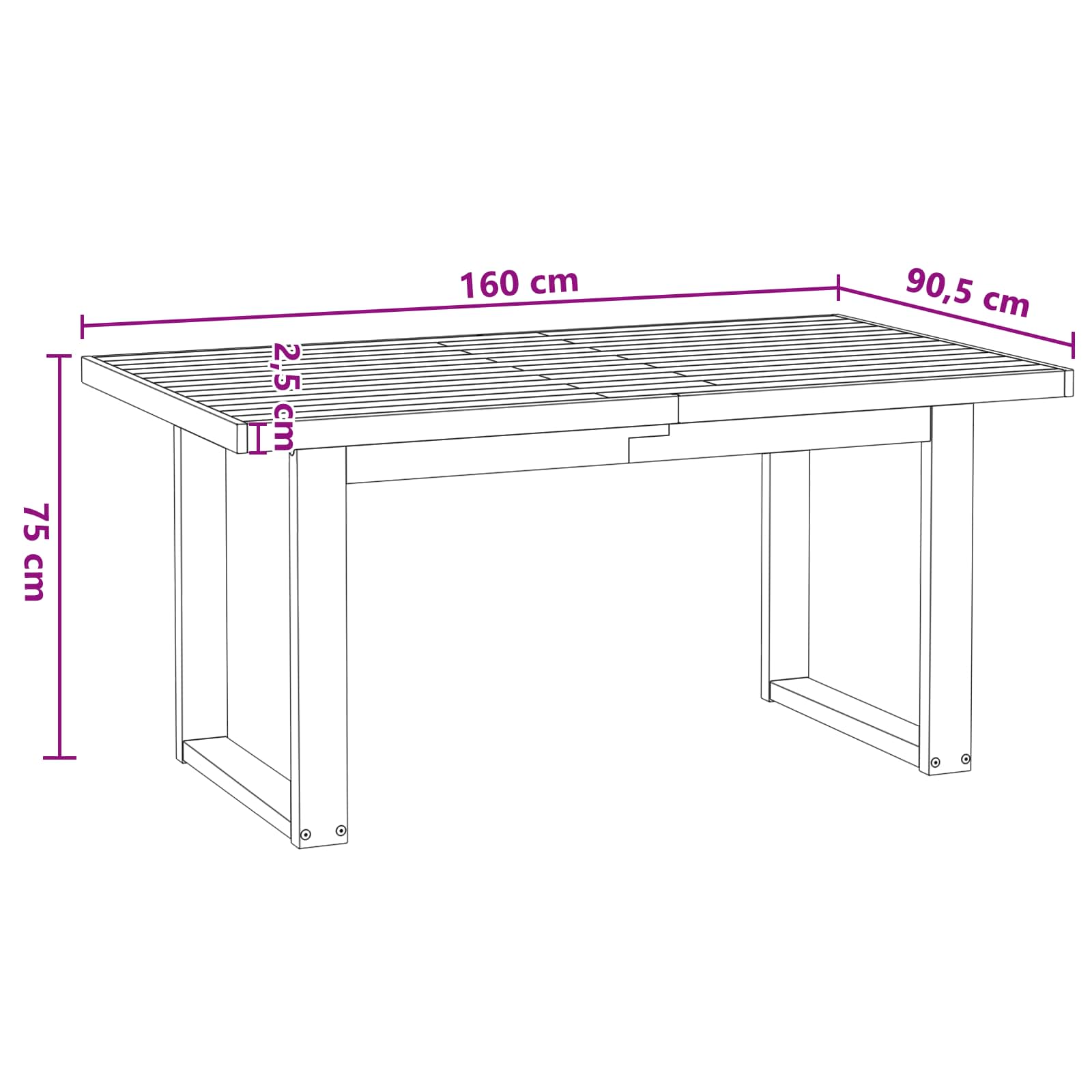 Eettafel Noain Massief Grenenhout Rechthoekig