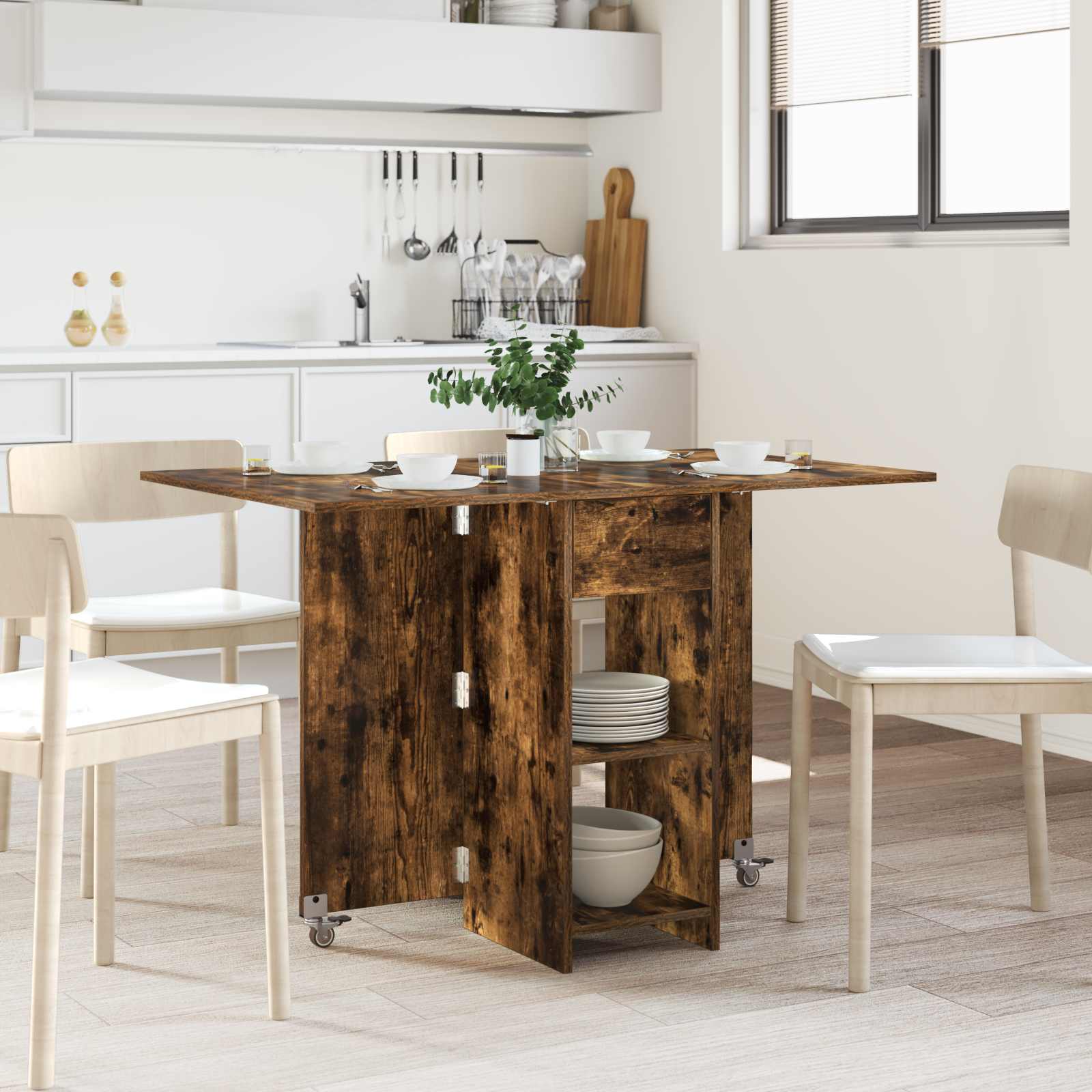 Eettafel 115 X 70 X 75 Cm Bewerkt Hout