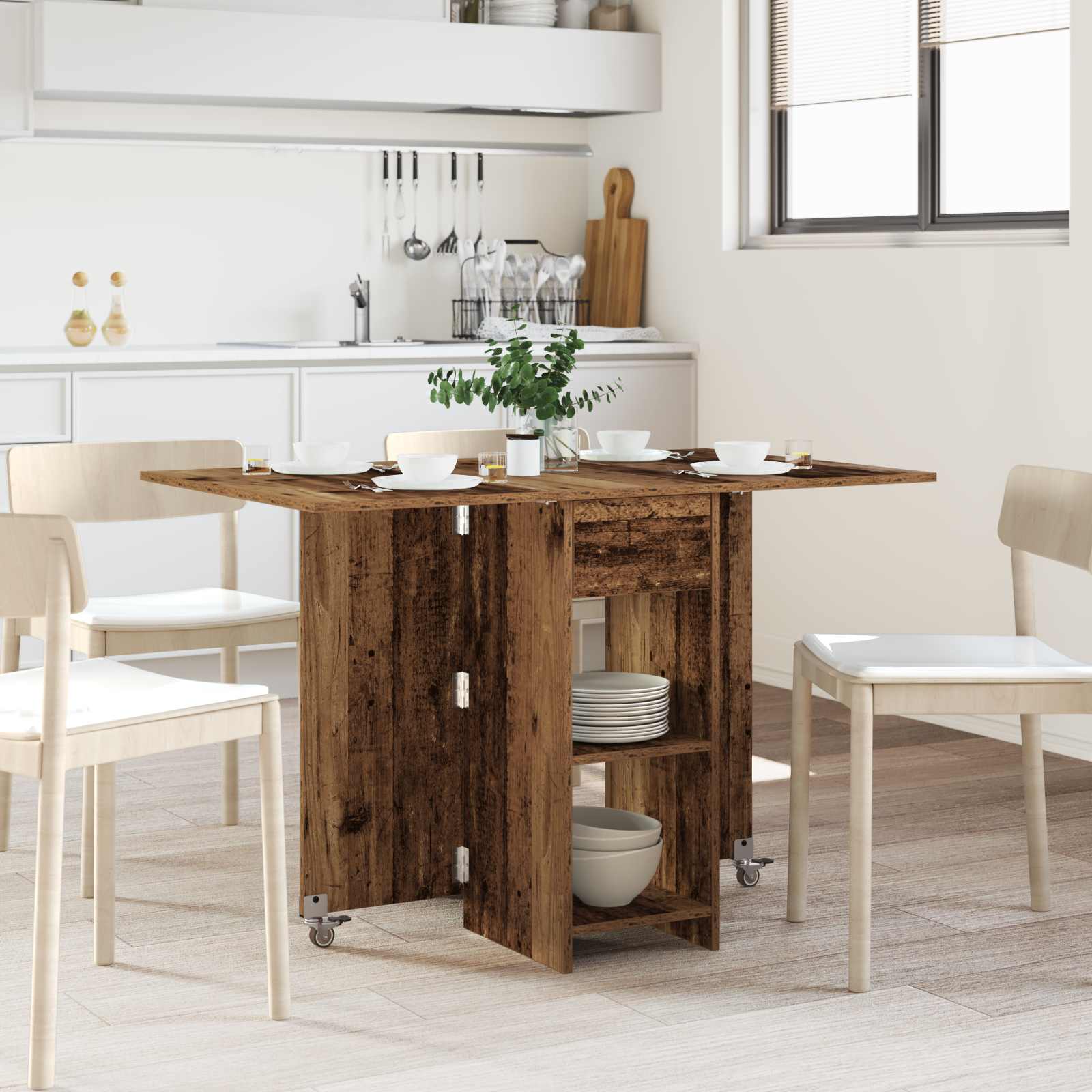 Eettafel 115 X 70 X 75 Cm Bewerkt Hout