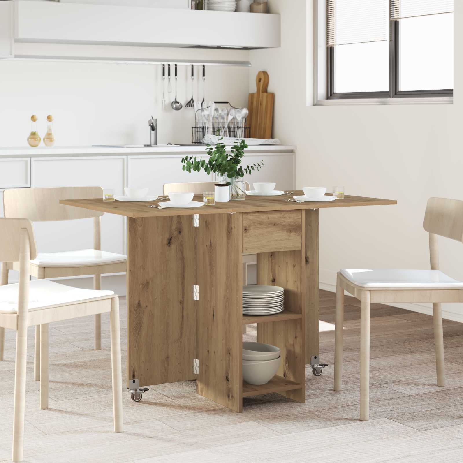 Eettafel 115 X 70 X 75 Cm Bewerkt Hout