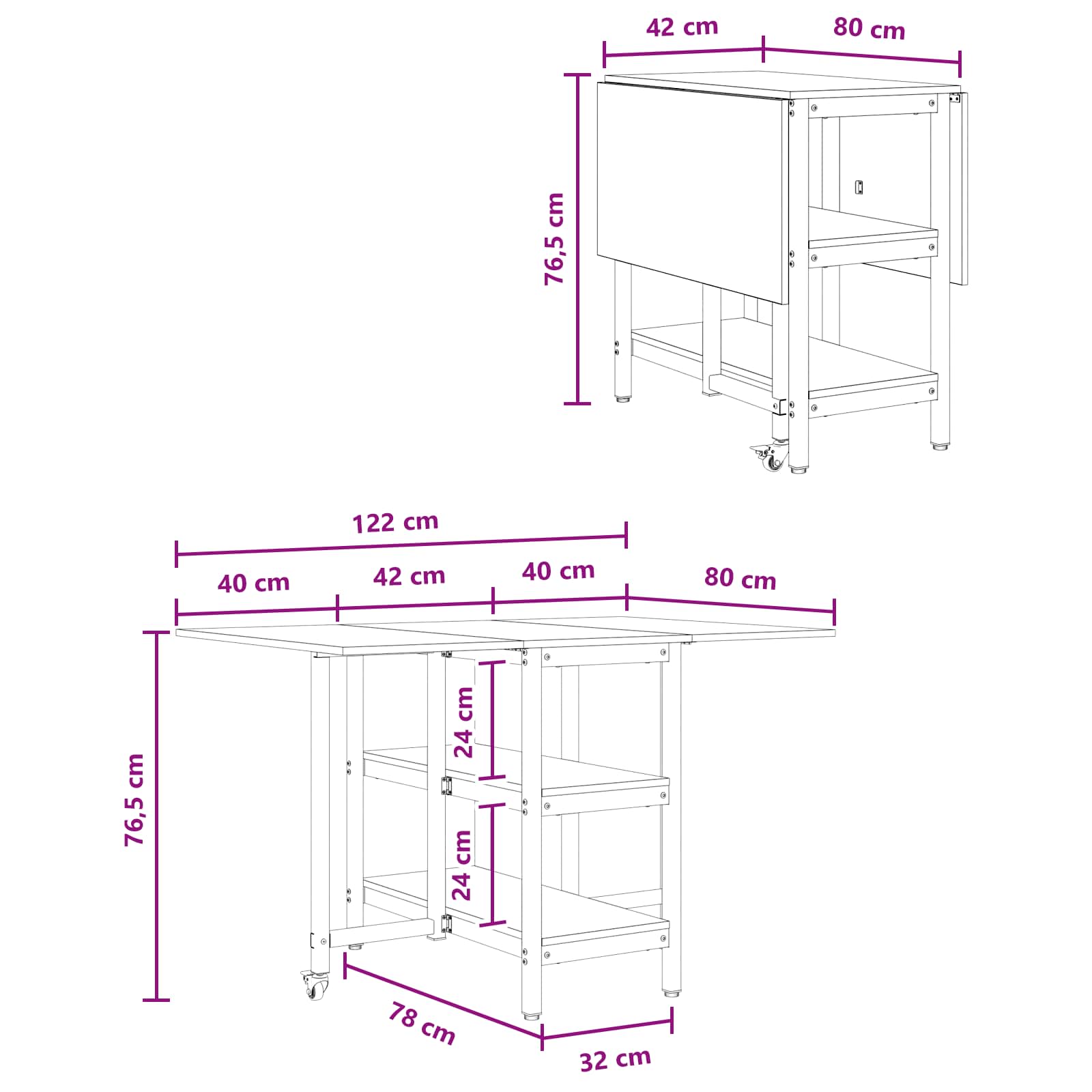 Eettafel 122 X 80 X 76,5 Cm Bewerkt Hout
