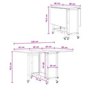 Opvouwbare Eettafel Met Wielen 130 X 80 X 76,5 Cm Staal Pb