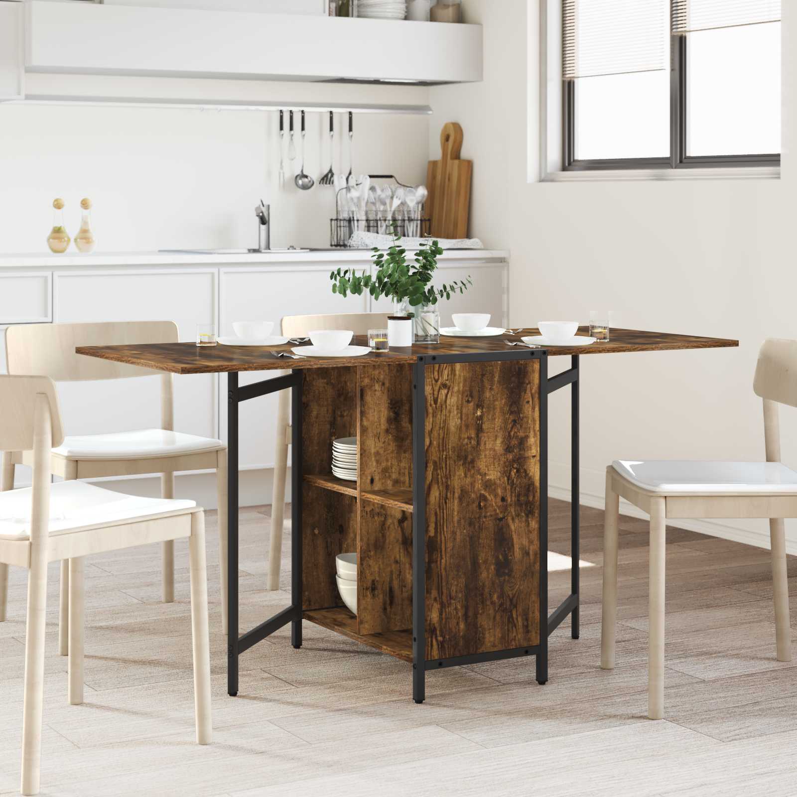 Eettafel 144 X 60 X 75 Cm Bewerkt Hout