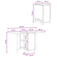 Eettafel 144 X 60 X 75 Cm Bewerkt Hout