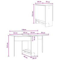 Eettafel 138 X 70 X 73,5 Cm Bewerkt Hout Rechthoekig