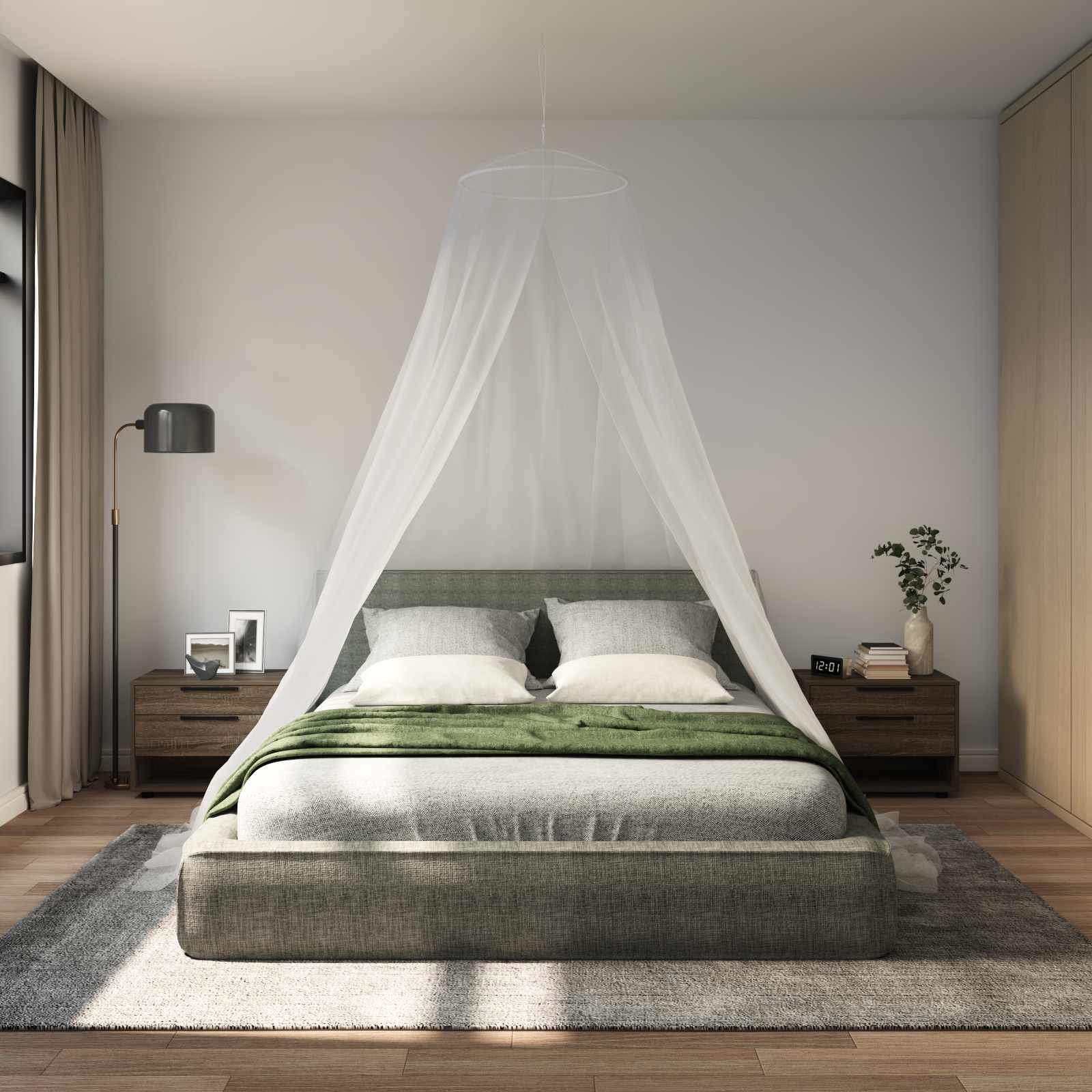 Klamboe Voor Bed 3 Pcs 156 Mesh ⌀56 X 220 Cm Polyester