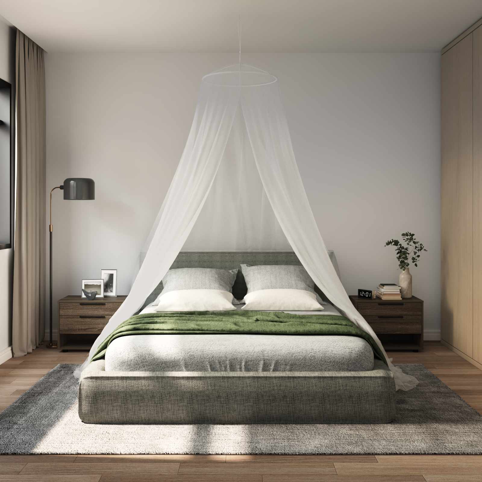 Klamboe Voor Bed 3 Pcs 156 Mesh ⌀56 X 220 Cm Polyester