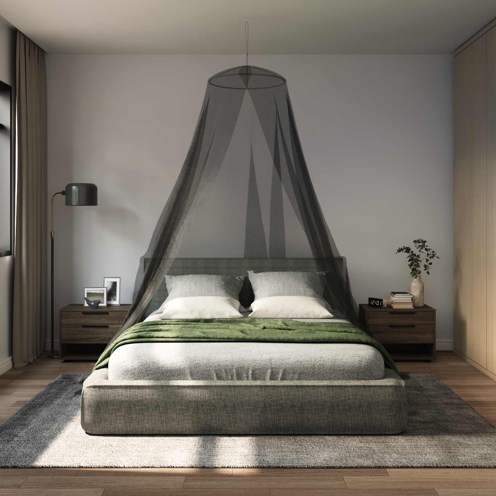 Klamboe Voor Bed 3 Pcs 156 Mesh ⌀56 X 220 Cm Polyester