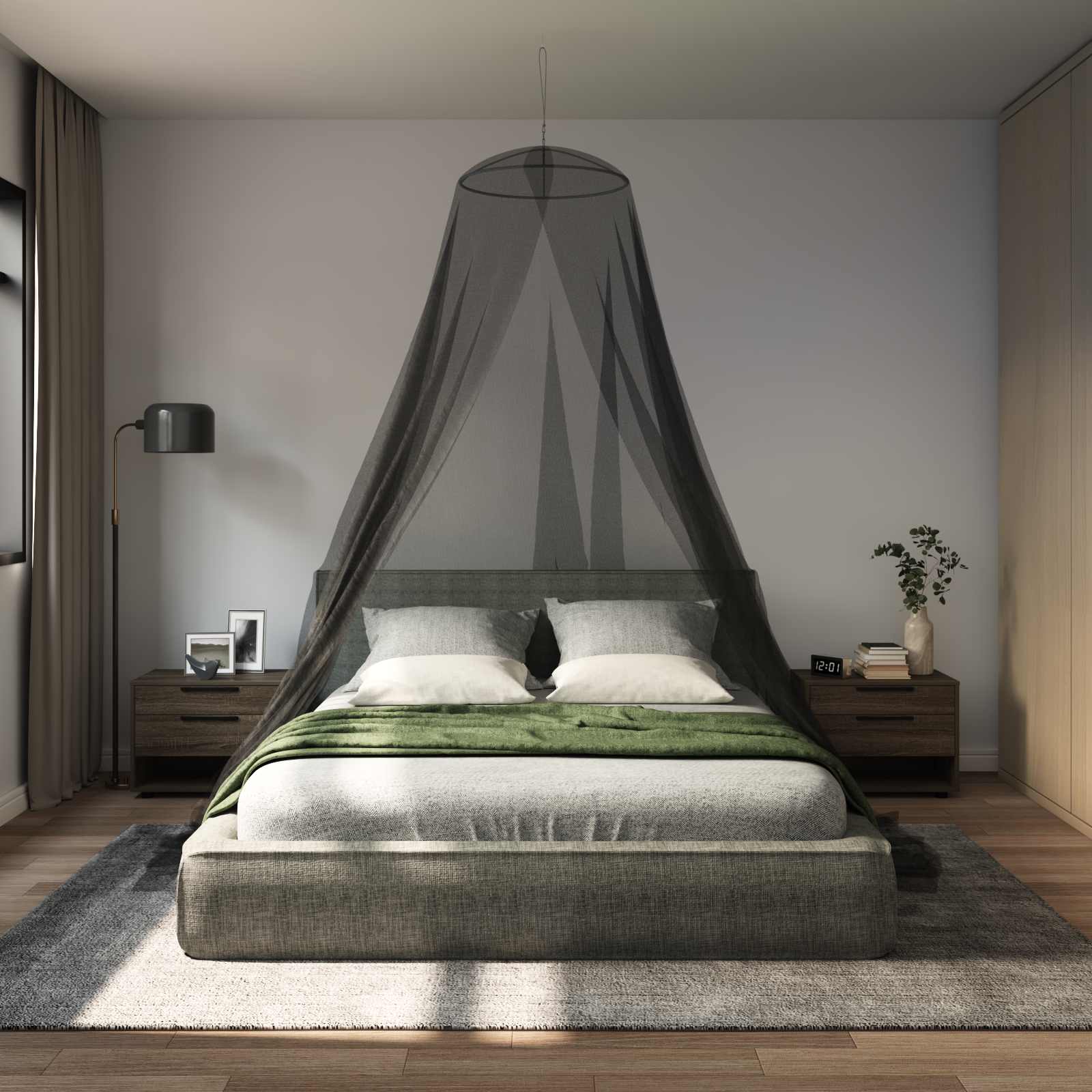 Klamboe Voor Bed 3 Pcs 156 Mesh ⌀56 X 220 Cm Polyester