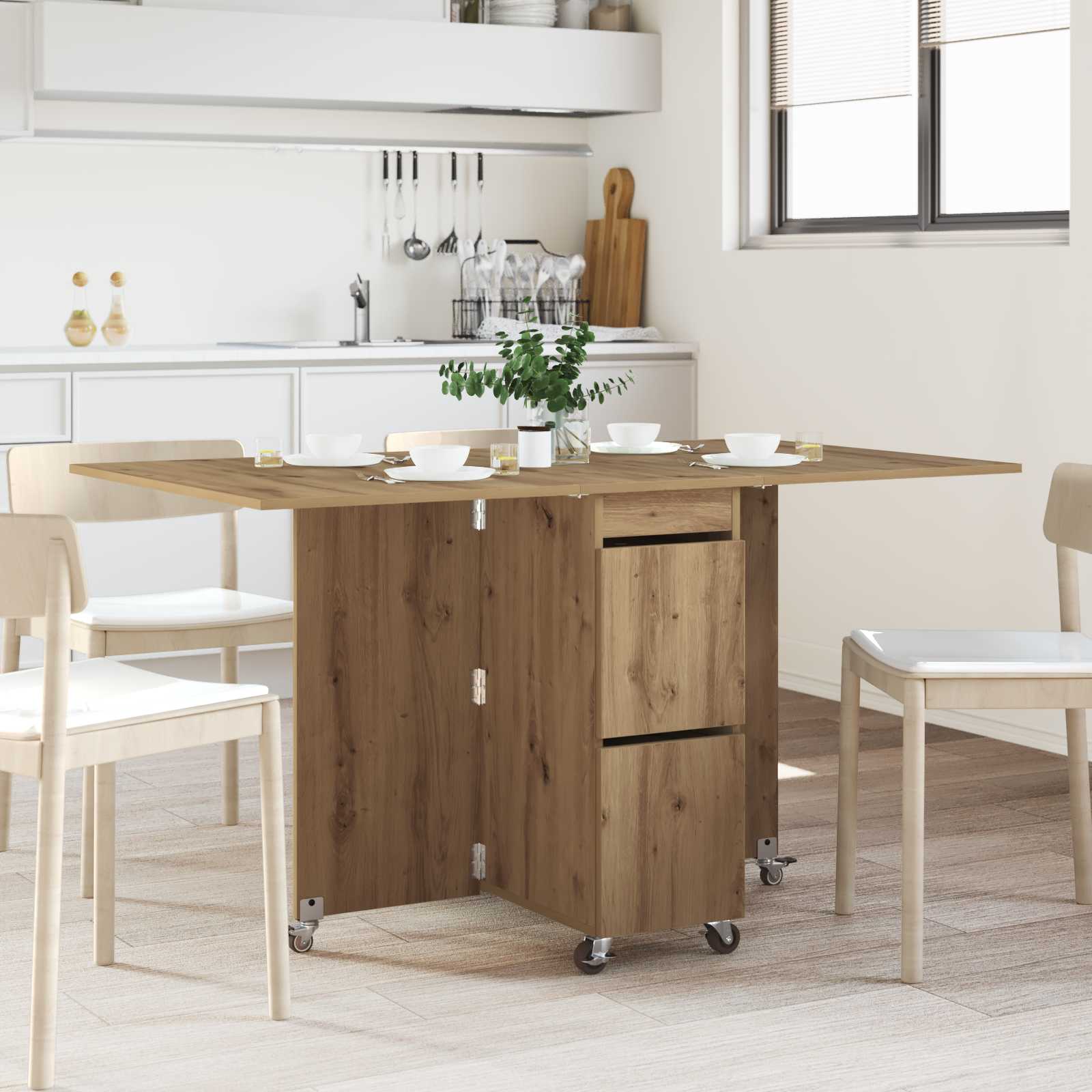 Eettafel 140 X 80 X 77 Cm Bewerkt Hout Rechthoekig