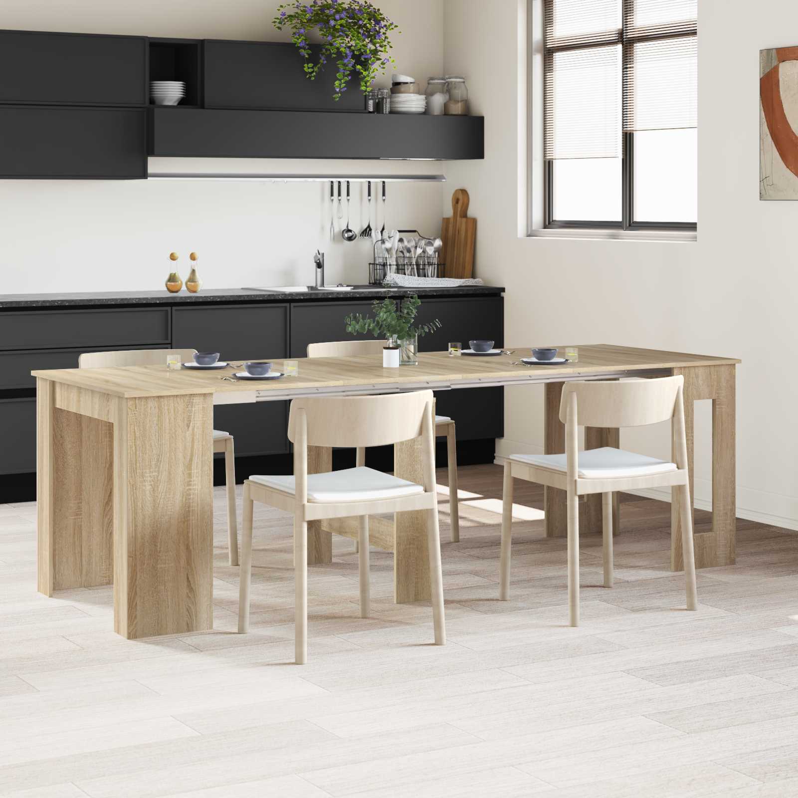 Eettafel 240 X 85 X 75 Cm Bewerkt Hout Rechthoekig