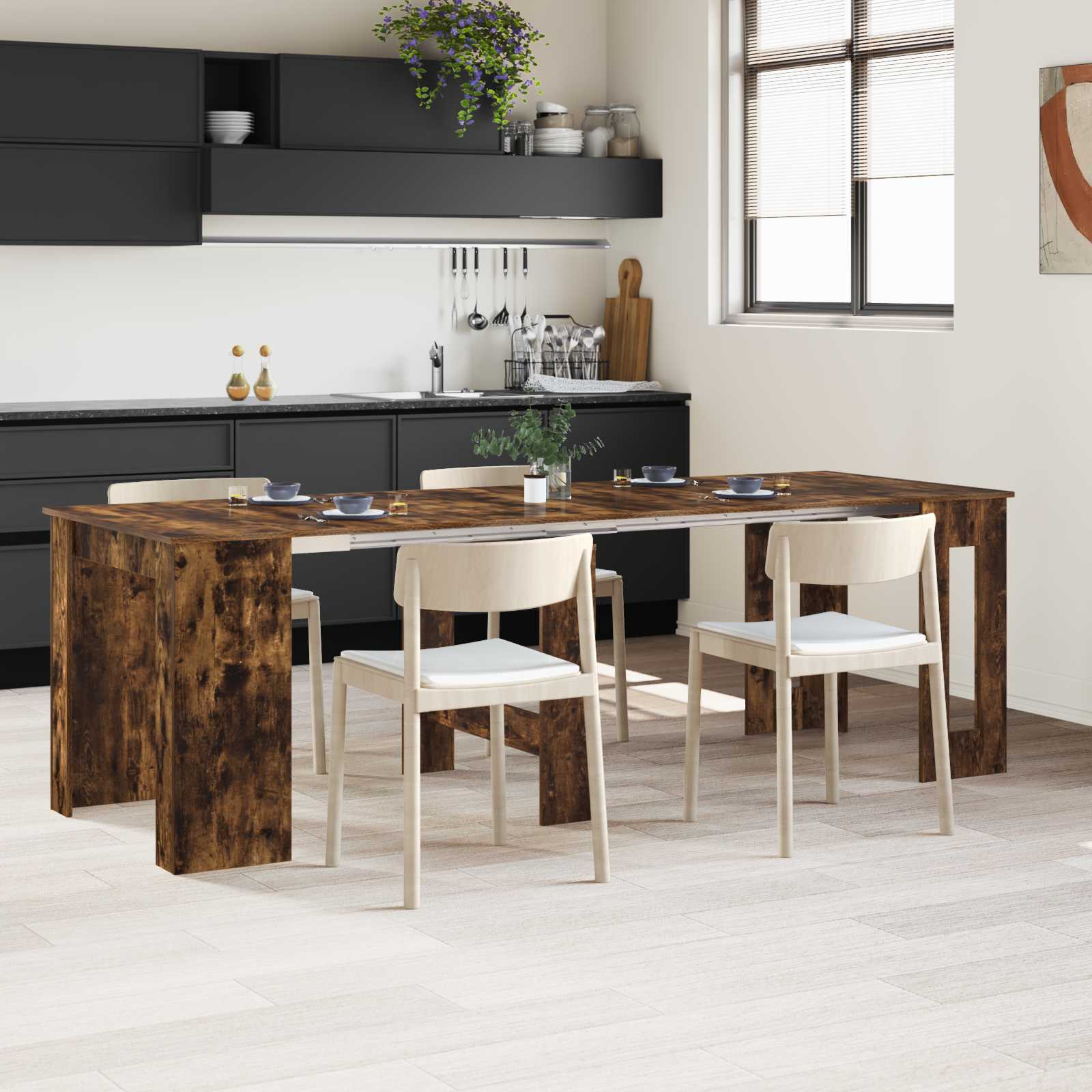 Eettafel 240 X 85 X 75 Cm Bewerkt Hout Rechthoekig