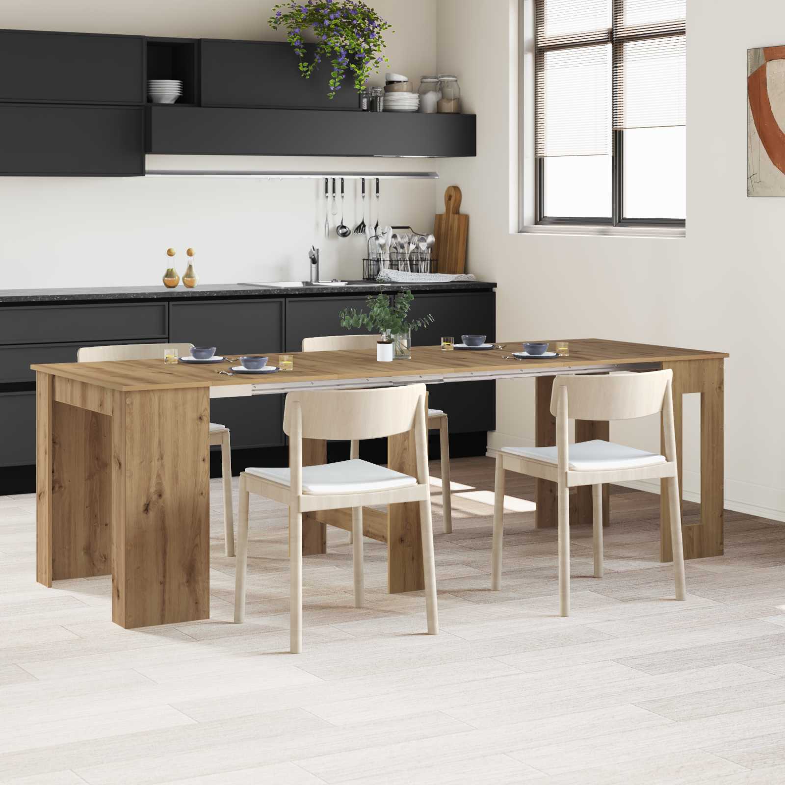 Eettafel 240 X 85 X 75 Cm Bewerkt Hout Rechthoekig