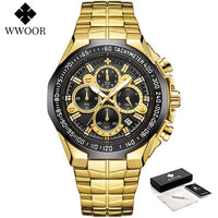 WWOOR Men's Watches Luxury Military Quartz Stainless Steel Old Watch Waterproof Chronograph Luminous Watch For Men Reloj Hombre