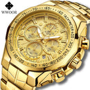 WWOOR Men's Watches Luxury Military Quartz Stainless Steel Old Watch Waterproof Chronograph Luminous Watch For Men Reloj Hombre