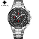 WWOOR Men's Watches Luxury Military Quartz Stainless Steel Old Watch Waterproof Chronograph Luminous Watch For Men Reloj Hombre