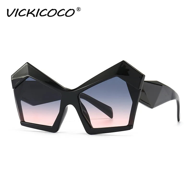 Fashion Oversized Irregular Cat Eye Sunglasses Women 2021 New Luxury Brand Designer Punk Big Frame Glasses Men Shades UV400