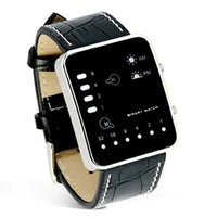 Men's Fashion Watch Sports Digital Binaries LED Display Faux Leather Strap Wrist Watch reloj hombre часы мужские наручные