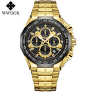 WWOOR Men's Watches Luxury Military Quartz Stainless Steel Old Watch Waterproof Chronograph Luminous Watch For Men Reloj Hombre