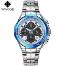 WWOOR Men's Watches Luxury Military Quartz Stainless Steel Old Watch Waterproof Chronograph Luminous Watch For Men Reloj Hombre