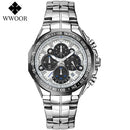 WWOOR Men's Watches Luxury Military Quartz Stainless Steel Old Watch Waterproof Chronograph Luminous Watch For Men Reloj Hombre
