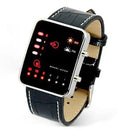 Men's Fashion Watch Sports Digital Binaries LED Display Faux Leather Strap Wrist Watch reloj hombre часы мужские наручные