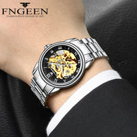 Brand machinery men 's watches Relogio Masculino waterproof male watches double - sided clock hollow automatic mechanical watch