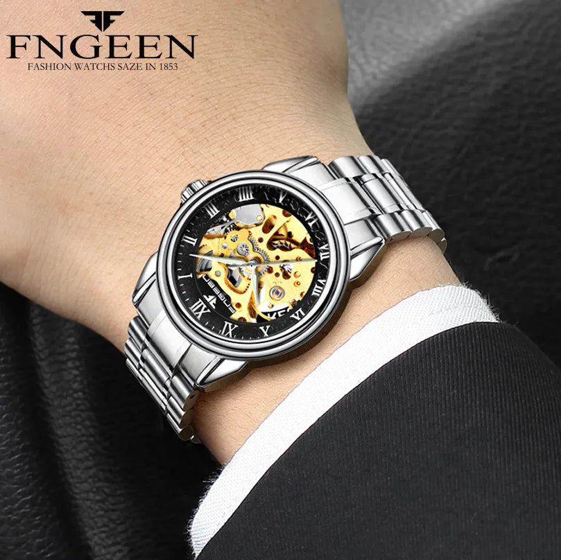 Brand machinery men 's watches Relogio Masculino waterproof male watches double - sided clock hollow automatic mechanical watch