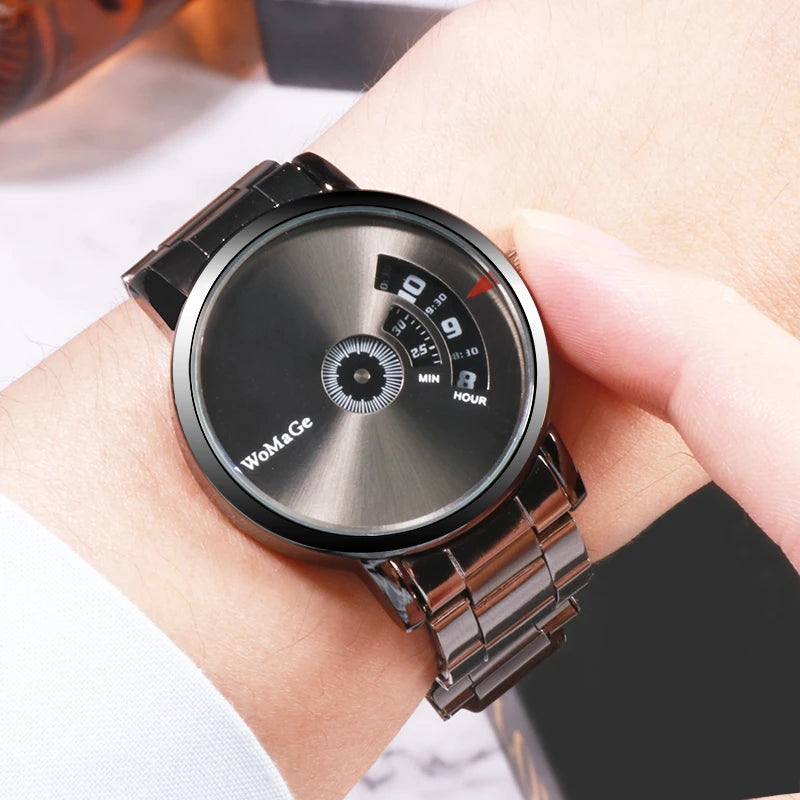 Turntable Fashion Men's Watch Men Watch Luxury Stainless Steel Creative Men's Watches Clock relogio masculino erkek kol saati
