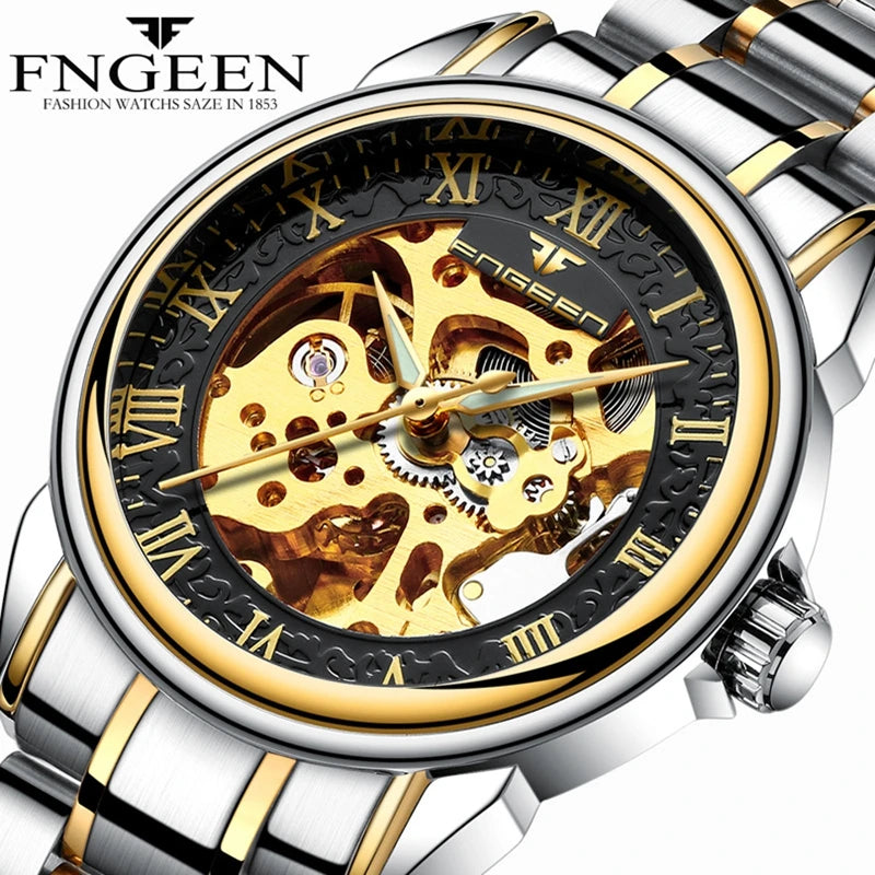 Brand machinery men 's watches Relogio Masculino waterproof male watches double - sided clock hollow automatic mechanical watch