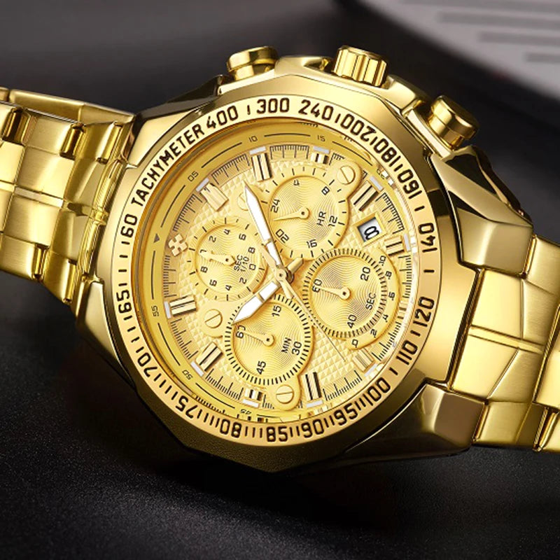 WWOOR Men's Watches Luxury Military Quartz Stainless Steel Old Watch Waterproof Chronograph Luminous Watch For Men Reloj Hombre