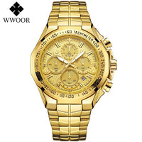 WWOOR Men's Watches Luxury Military Quartz Stainless Steel Old Watch Waterproof Chronograph Luminous Watch For Men Reloj Hombre