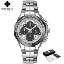 WWOOR Men's Watches Luxury Military Quartz Stainless Steel Old Watch Waterproof Chronograph Luminous Watch For Men Reloj Hombre