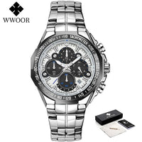 WWOOR Men's Watches Luxury Military Quartz Stainless Steel Old Watch Waterproof Chronograph Luminous Watch For Men Reloj Hombre