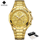 WWOOR Men's Watches Luxury Military Quartz Stainless Steel Old Watch Waterproof Chronograph Luminous Watch For Men Reloj Hombre