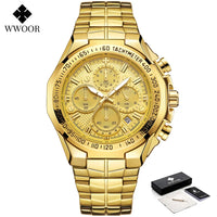 WWOOR Men's Watches Luxury Military Quartz Stainless Steel Old Watch Waterproof Chronograph Luminous Watch For Men Reloj Hombre